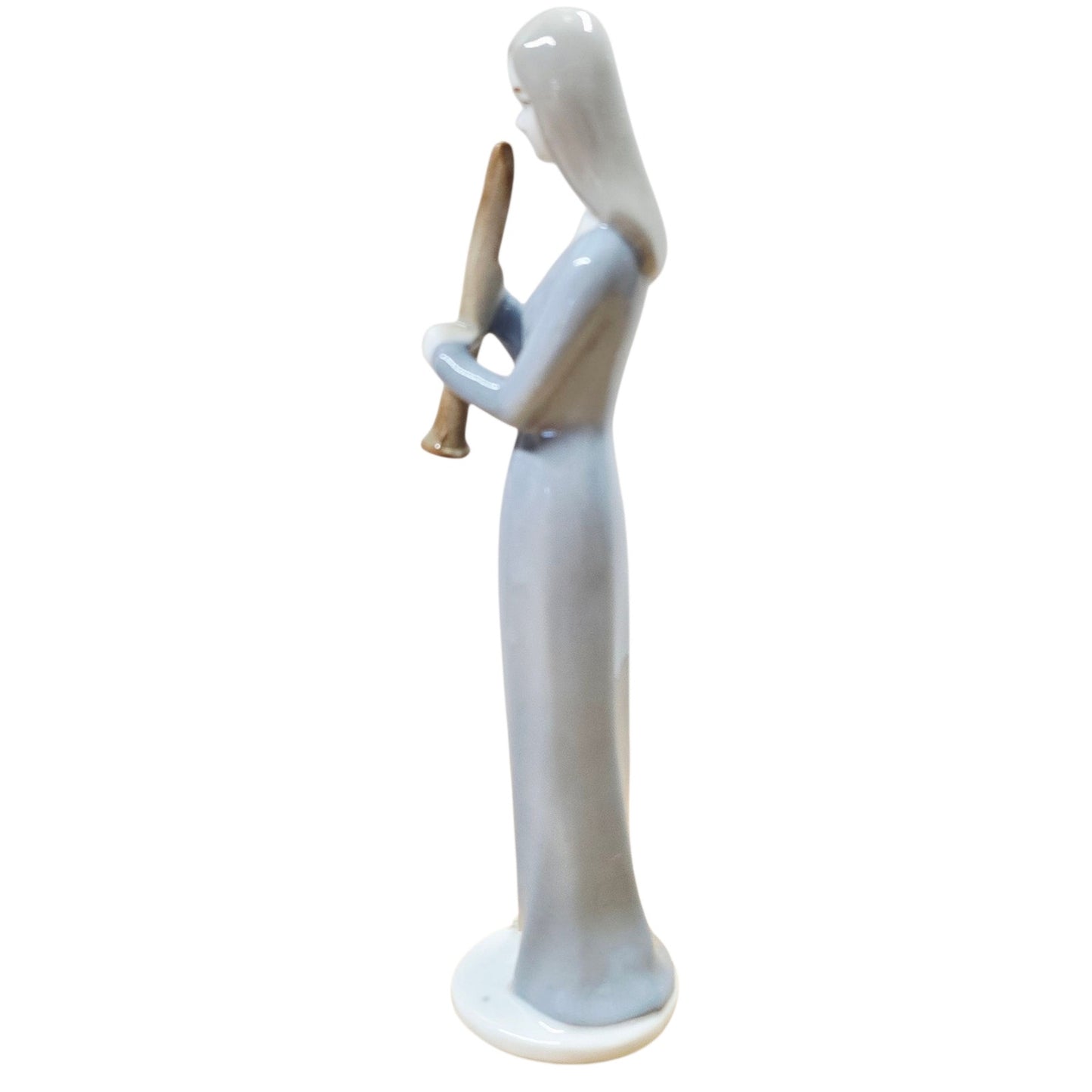 Lladro 6150 “Playing the Flute” Porcelain Figurine Woman Flute Spain 6.5"