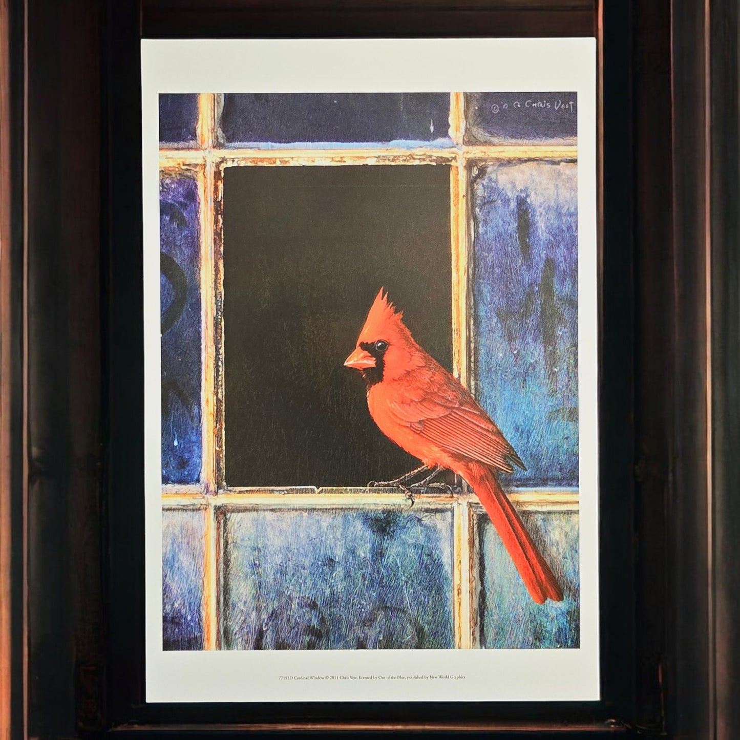 16x12 Red Bird Art Print: Cardinal Window, 2011 Chris Vest, New World Graphics