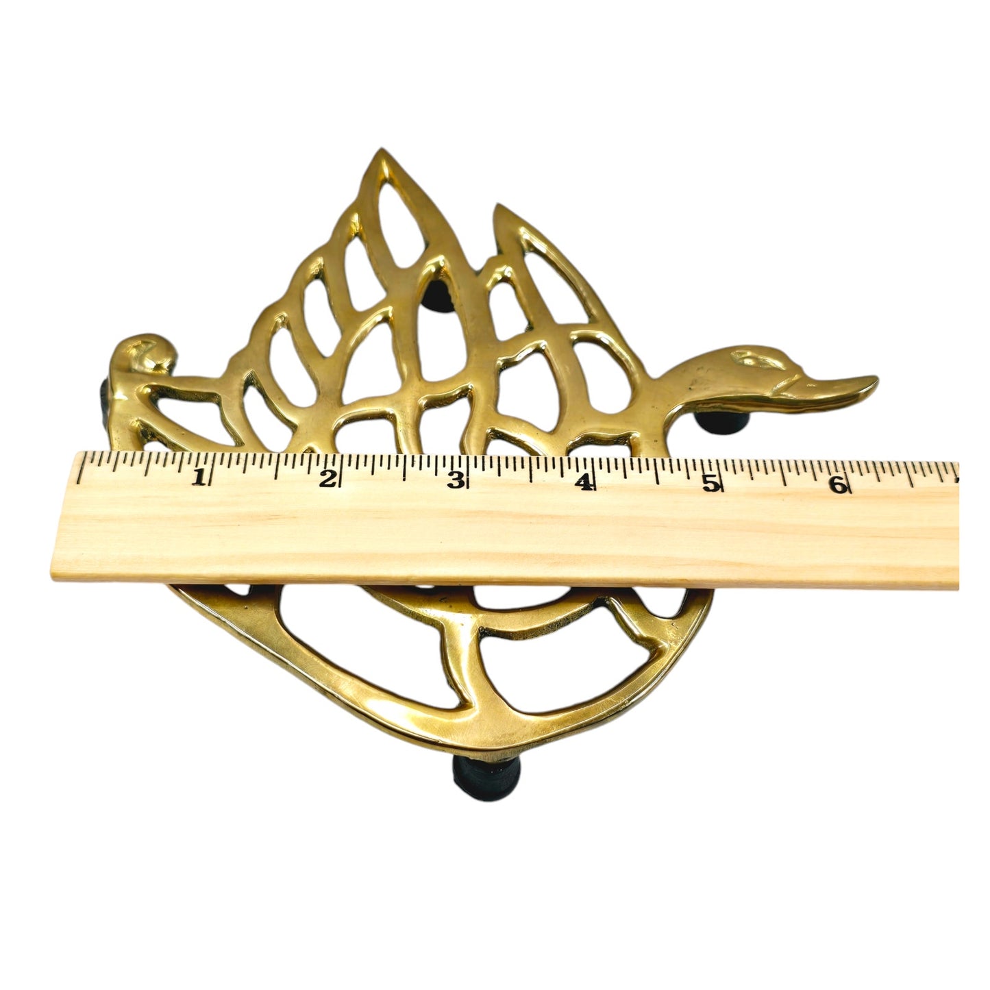 Vintage Brass Duck Swan Trivet, 6.5" W x 6.25" H