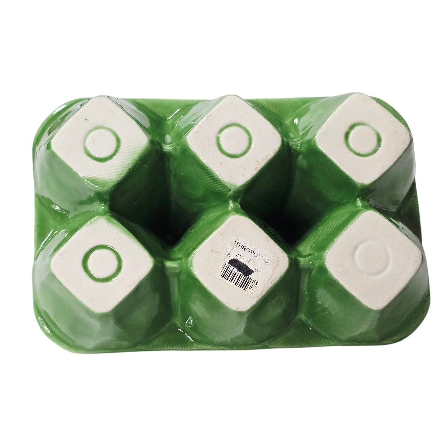 Anthropologie Biscuit Ceramic 6-Cup Egg Crate Green Farmhouse Egg Holder