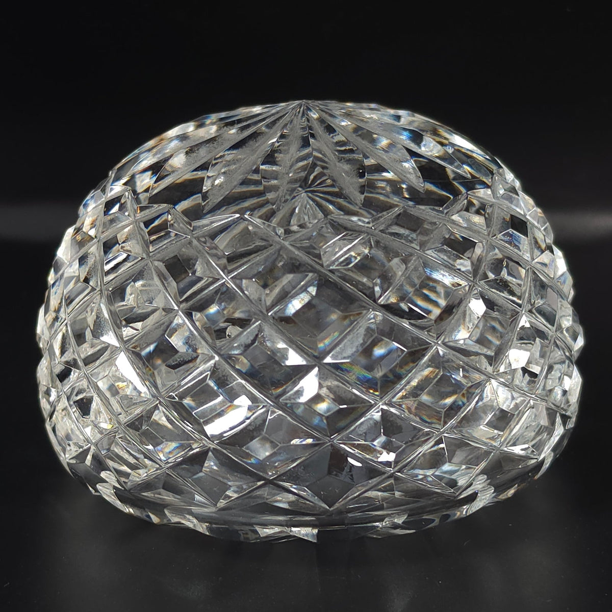 Waterford Crystal Hollow Dome Paperweight Diamond Cut Starburst Signed