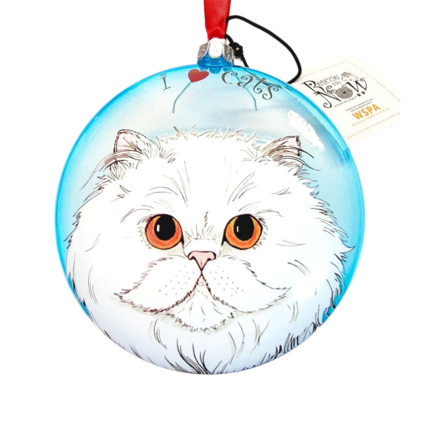 Cats By Nina Playful Persian Ornament, Rescue Me Now Pavilion Gift, I 🩵 Cats 5"