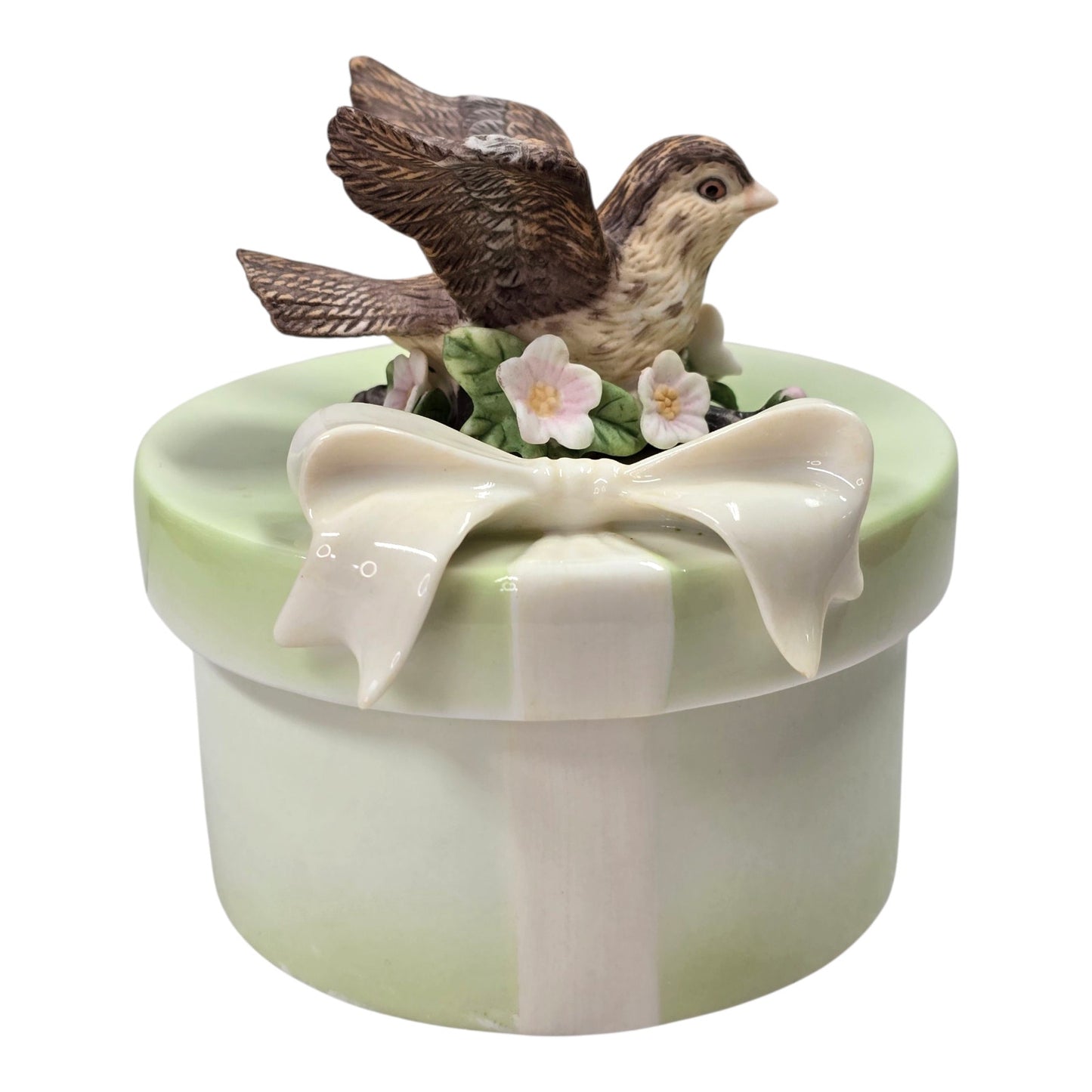 Vtg 2009 Crystal Cathedral Sparrows Club Trinket Box Bird Bloom Where Planted