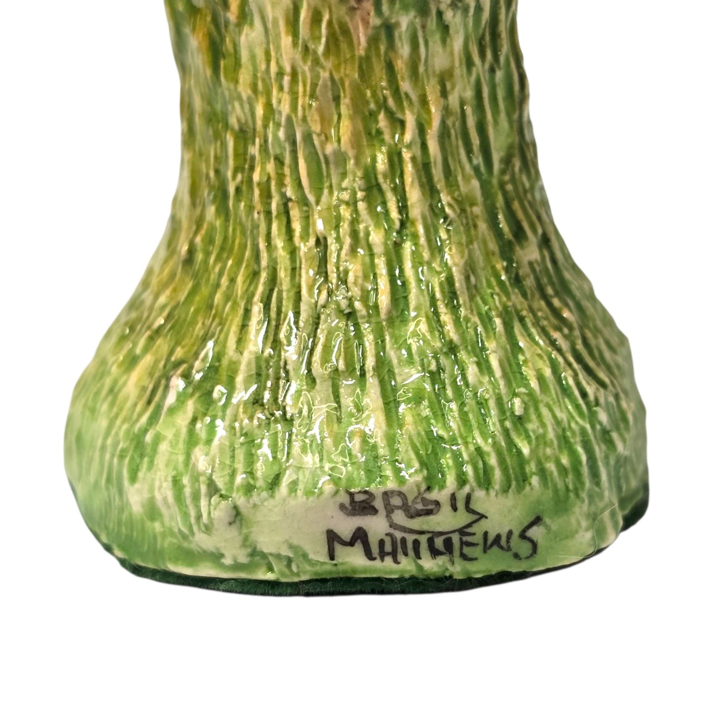 Basil Matthews Mouse on Tree Stump Figurine Signed Vintage Studio Pottery