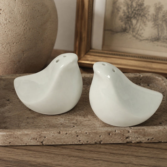Weddingstar Love Birds Salt Pepper Shakers White Porcelain Dream Nest Modern