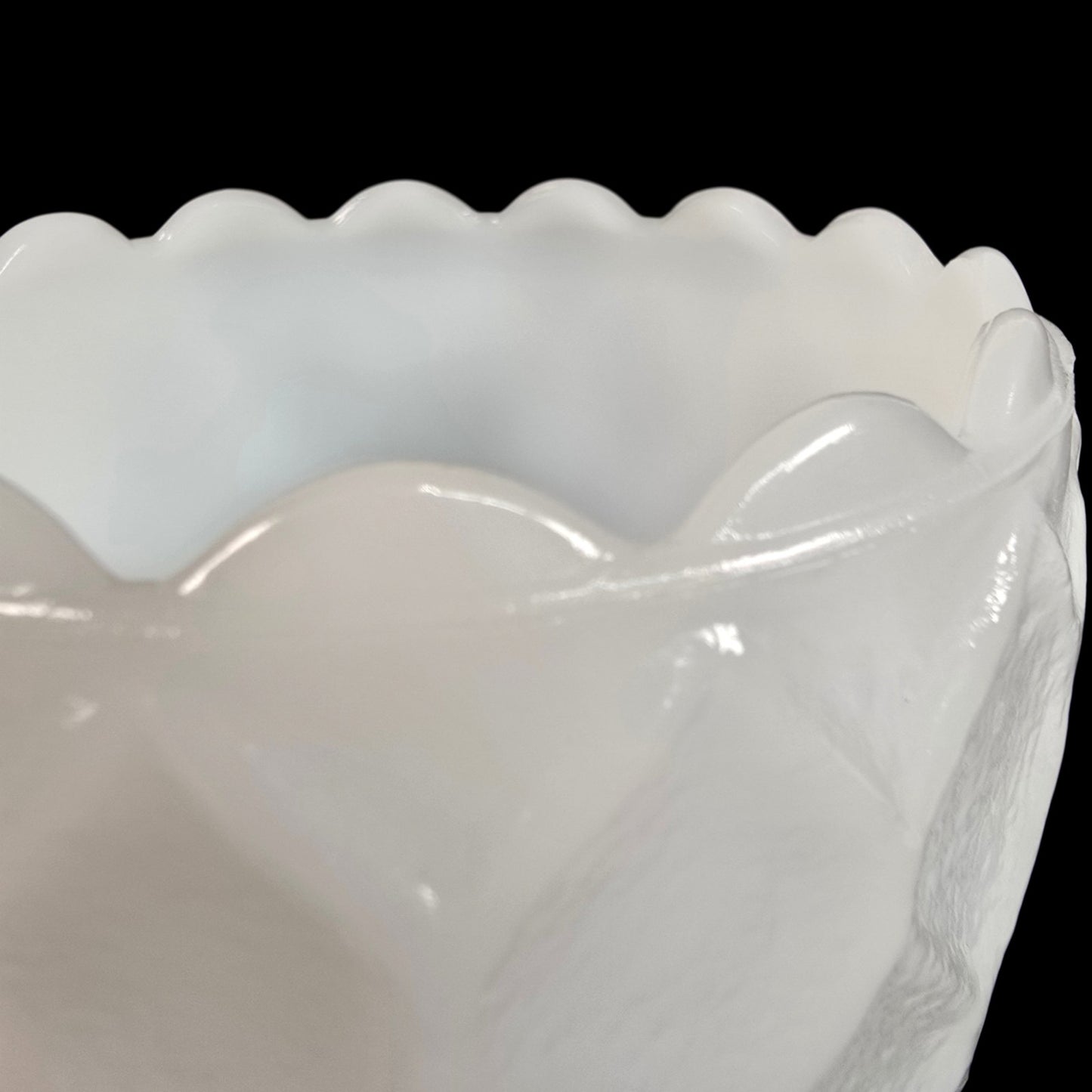 Vintage Milk Glass Pedestal Goblet Diamond Quilt Pattern Vase White Retro