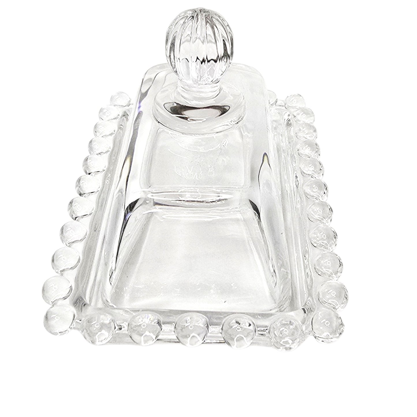 Circleware Mini Glass Butter Dishes - Set of 2 Vintage Style Clear Pressed Glass