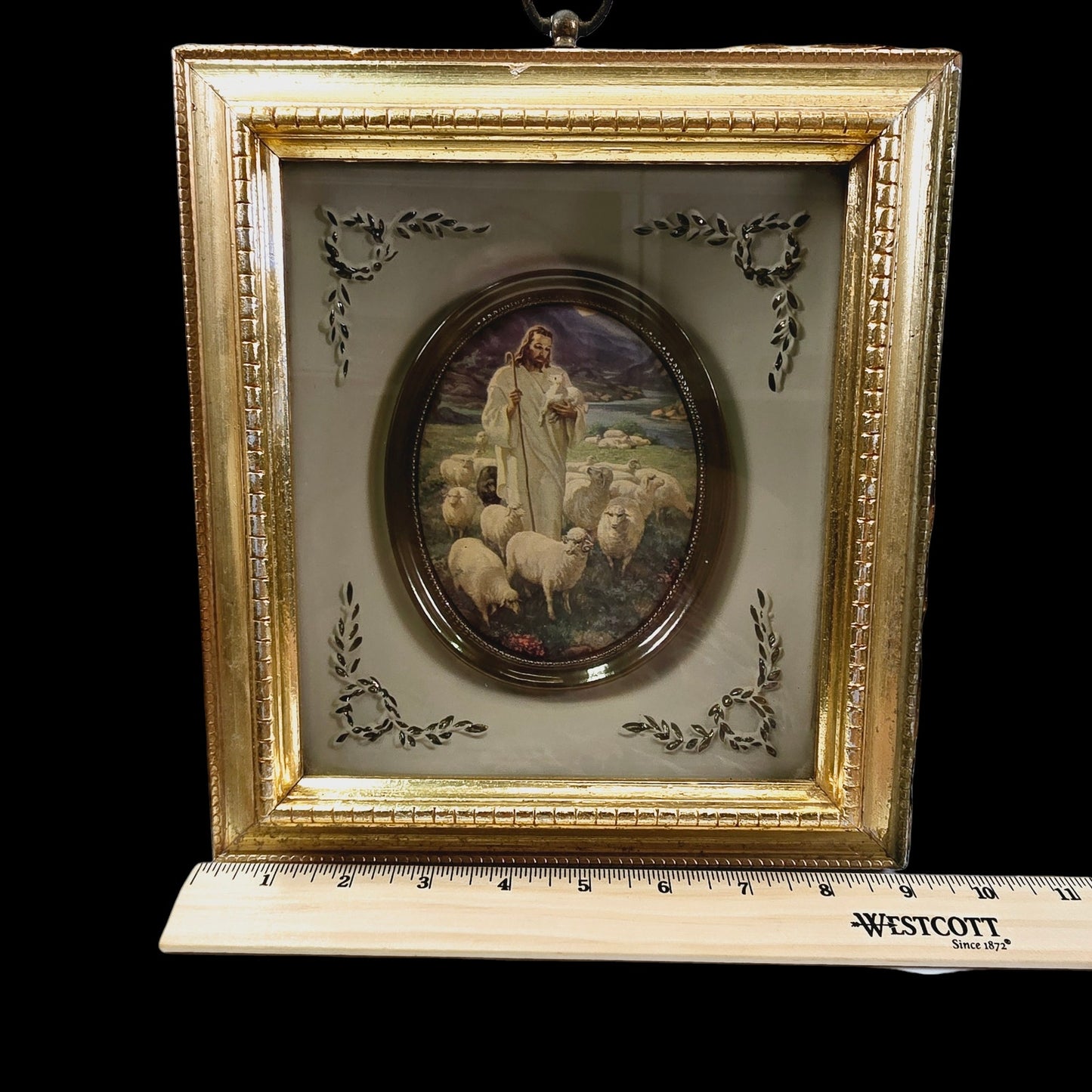 Vintage Turner Wall Plaque, The Good Shephard Jesus and His Sheep, 10" H x 9.25" W