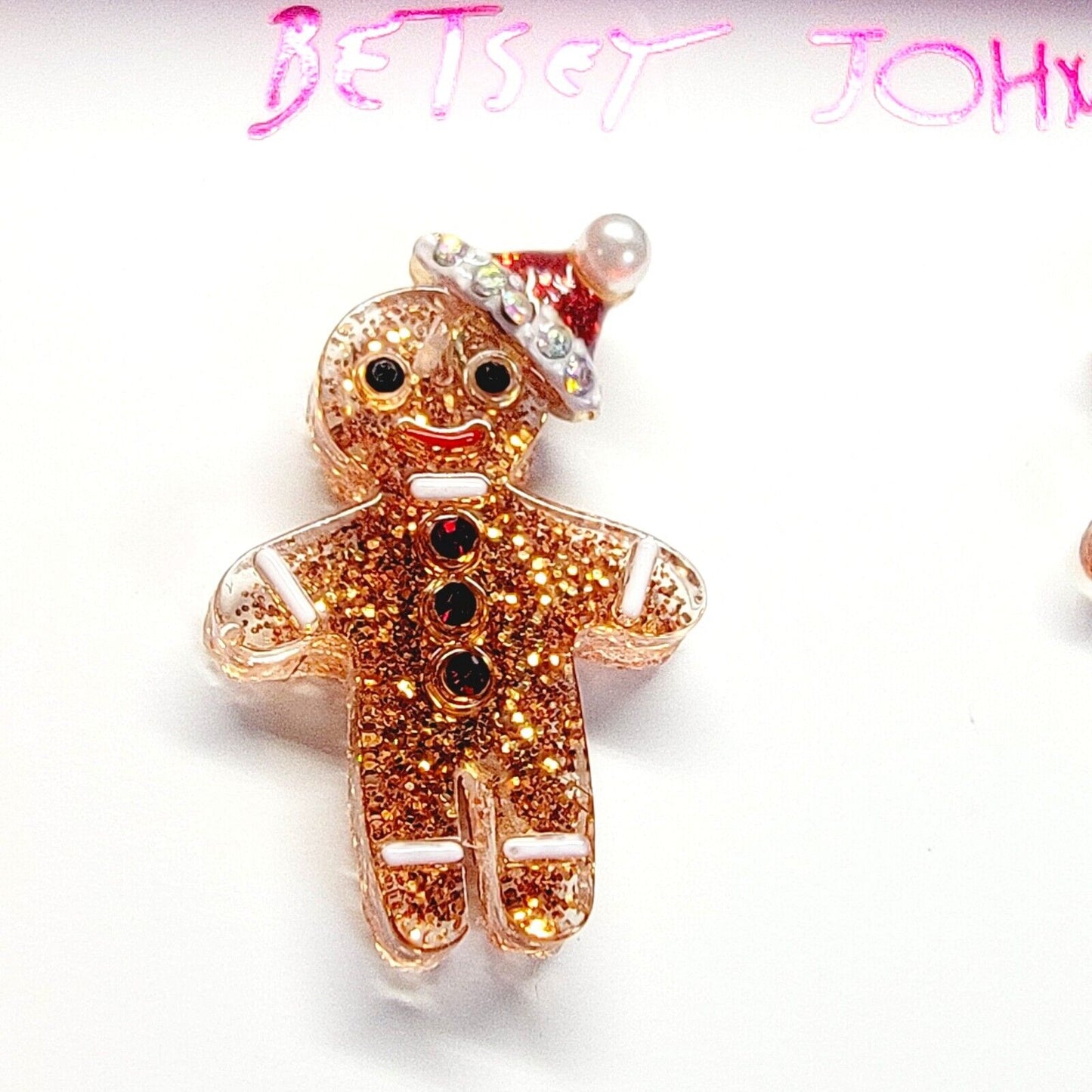 Betsey Johnson Glittering Gingerbread Earrings NEW in BOX