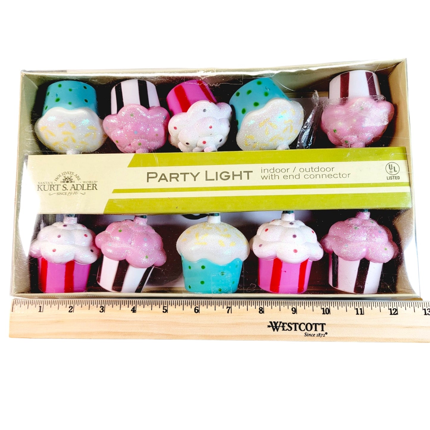 Kurt Adler Cupcake Blow Mold Party Lights / String Lights 10 Lights Indoor / Outdoor New in Box