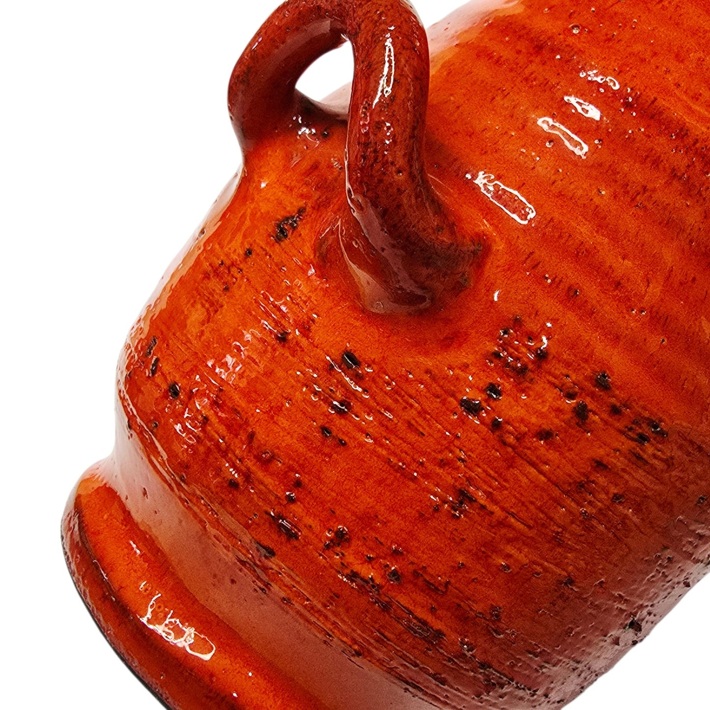 Vintage MCM Red Fat Lava Glaze Studio Pottery Vase Double Handle 9.25"