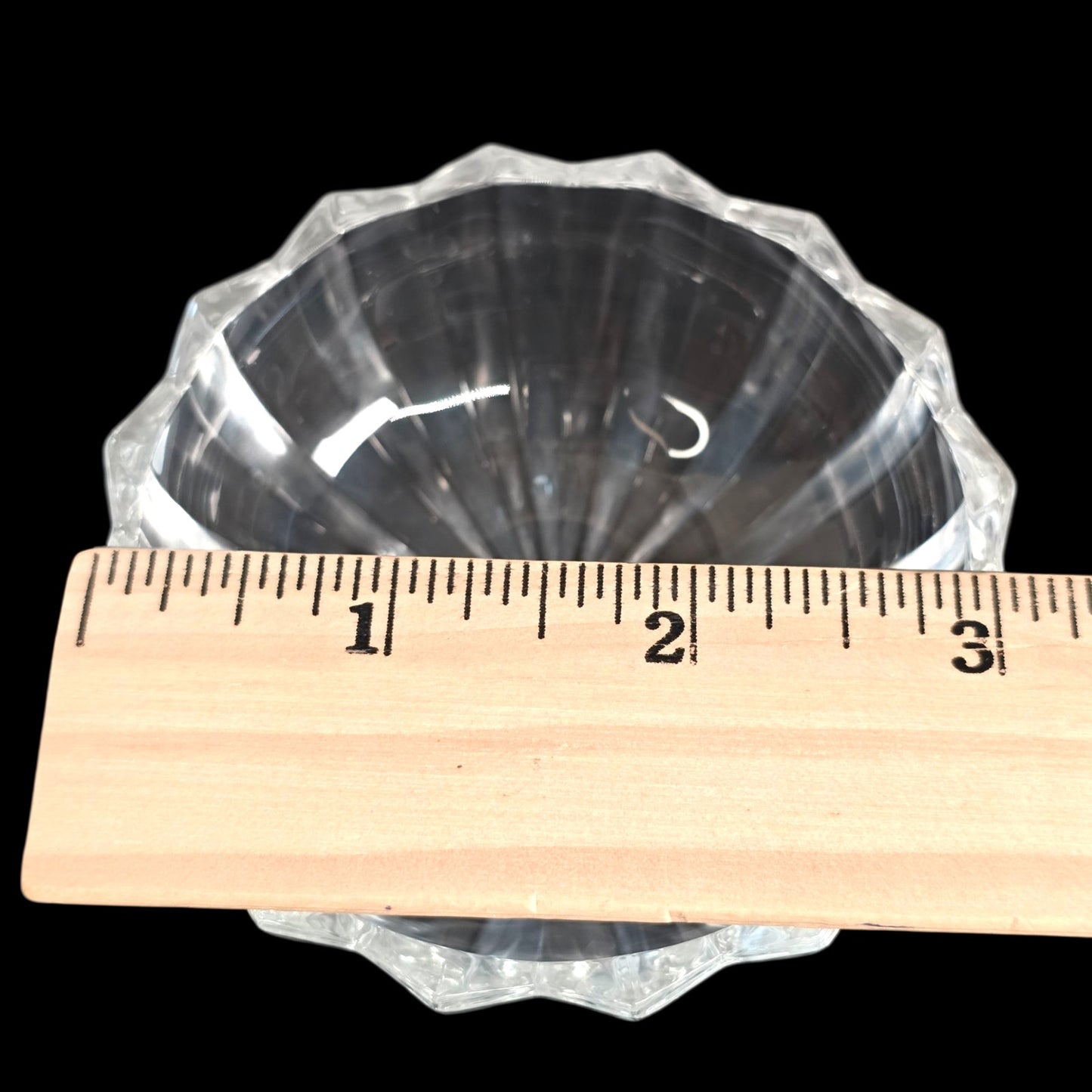 Vtg Magnifying Lead Crystal Eye Lidded Trinket Box Column Panel