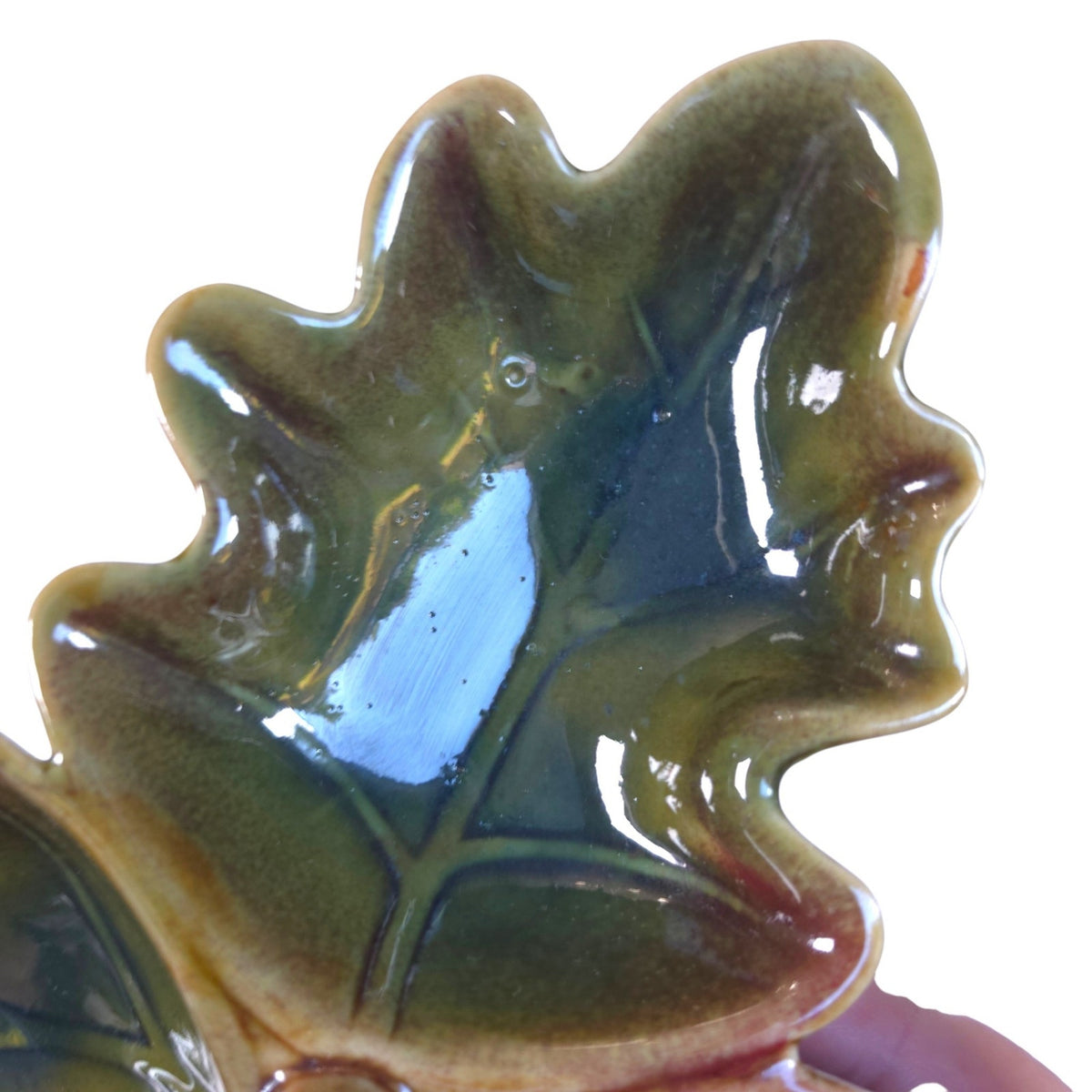 Ceramic Acorn Oak Leaf Divided Nut Candy Dish Fall Serving Tray