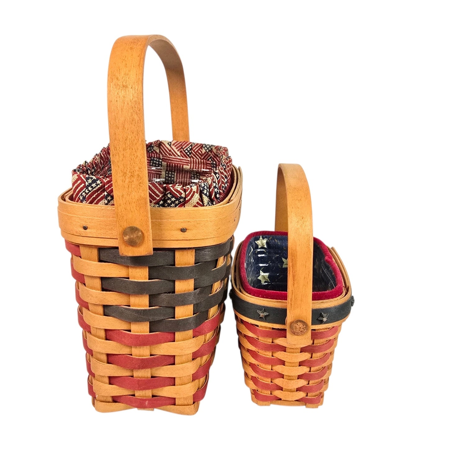 Pair Vintage Longaberger Patriotic Baskets 1998 Anniversary & 2001 Inaugural Set
