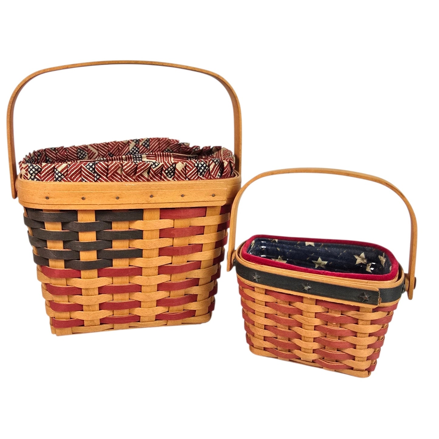 Pair Vintage Longaberger Patriotic Baskets 1998 Anniversary & 2001 Inaugural Set