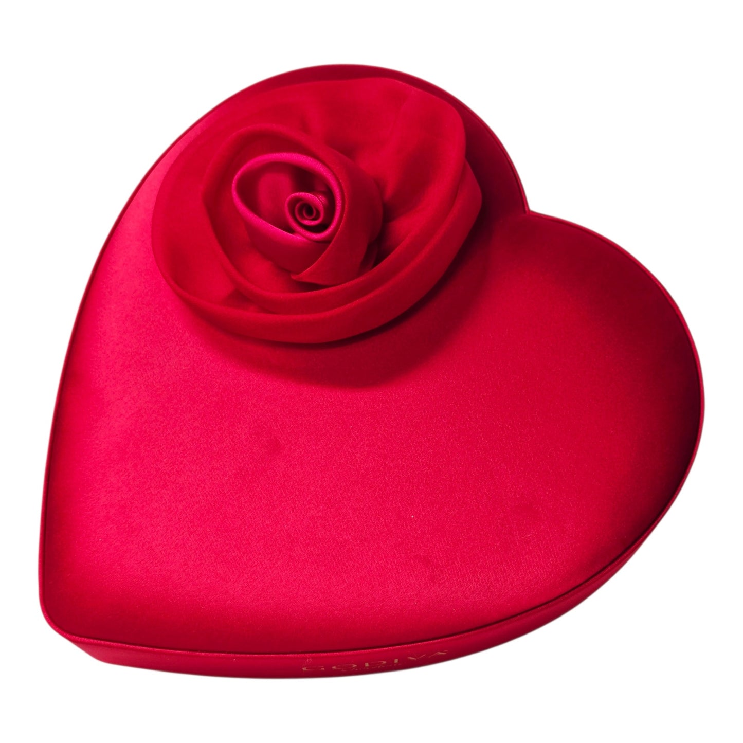 Godiva Red Satin Heart-Shaped Chocolated Gift Box with Satin Rose Valentines Day