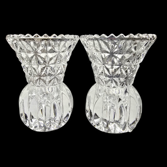 * (Reserved for Customer) Set of 2 Vtg Crystal Toothpick Holder / Bud Vase