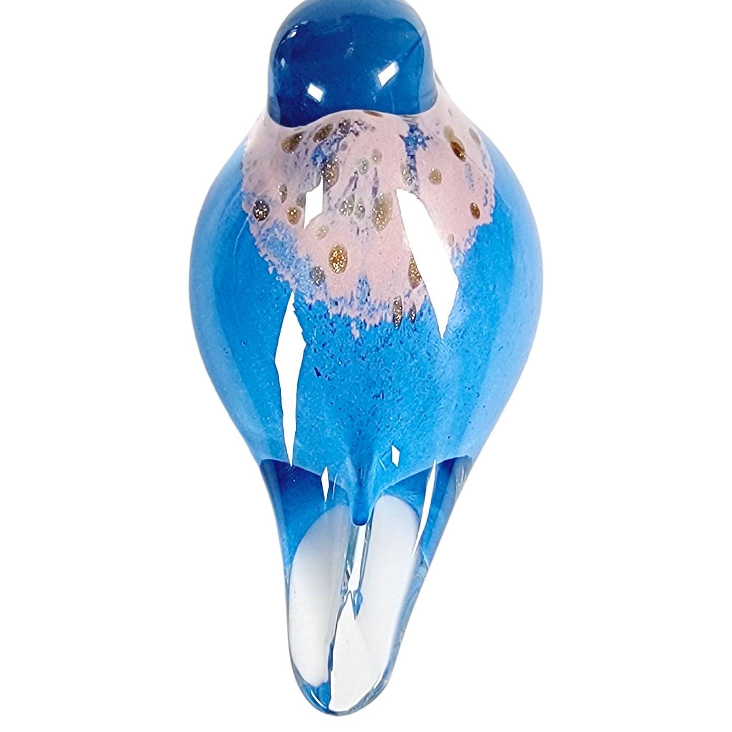 Beautiful Glass Bird Collectable Paperweight Pink & Blue, Hand-Blown Blue BIrd