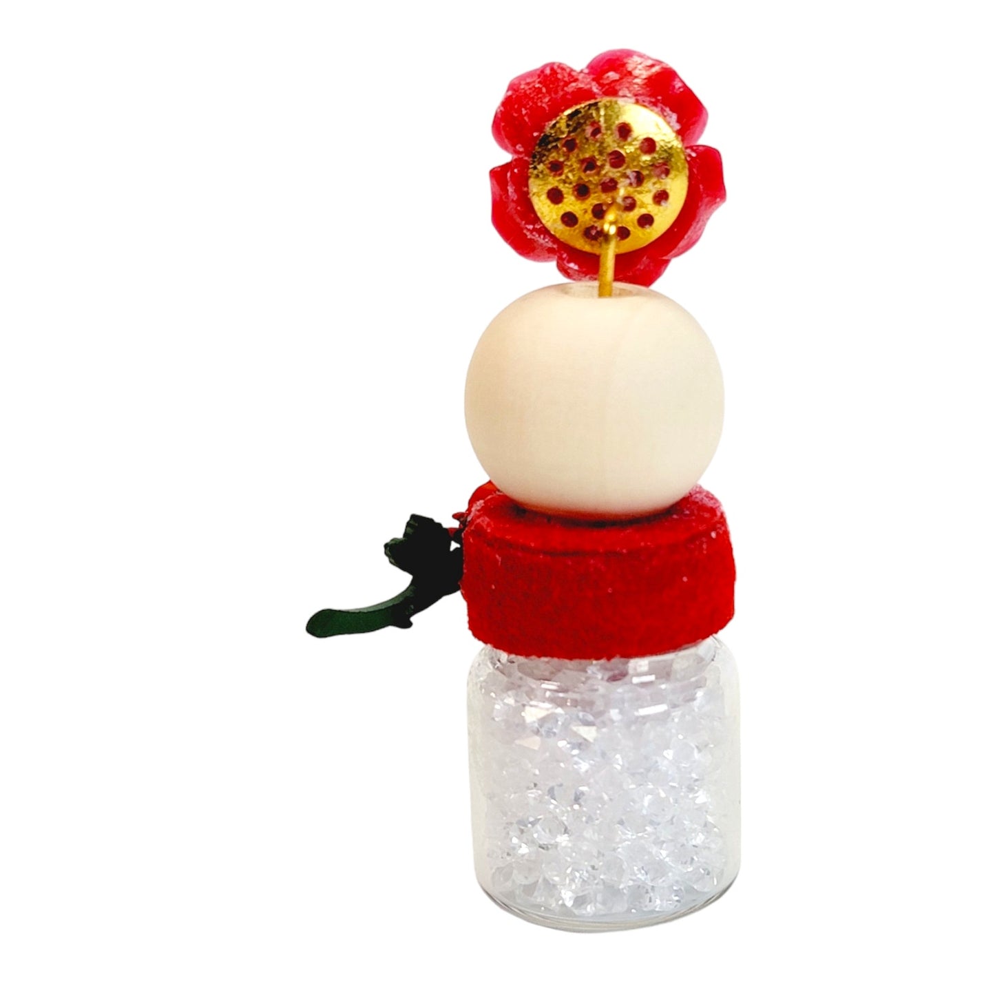 Red Flower Sparkly Single Hat Pin Holder