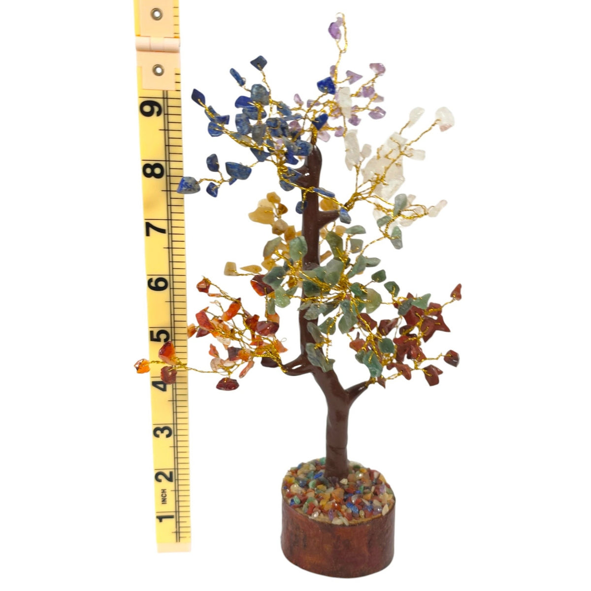 Multicolor Gemstone Bonsai Tree 7 Chakra Crystal Tree of Life Sculpture 10.5"