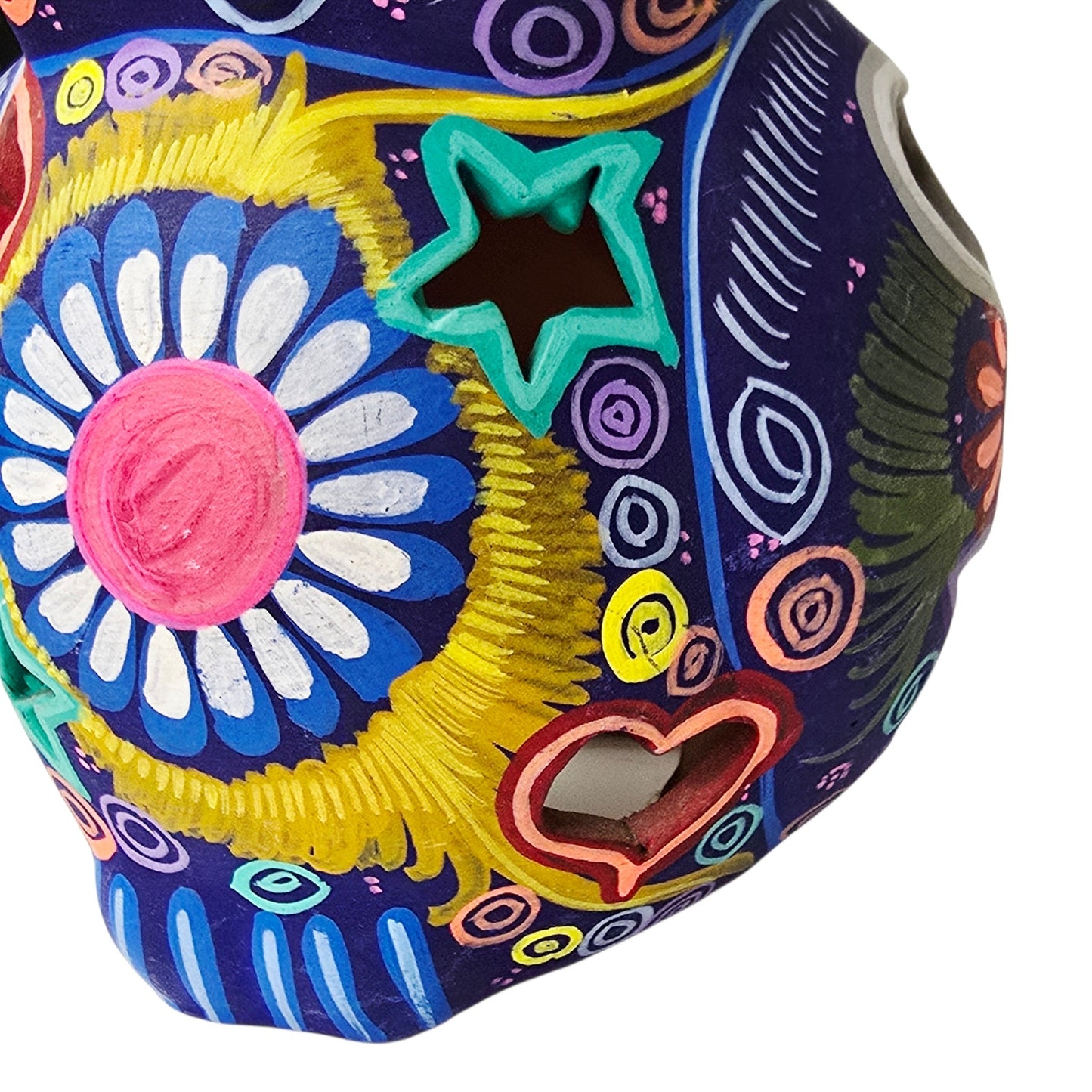 Mexican Talavera Style Owl Luminary Hand Painted Folk Art Candle Holder