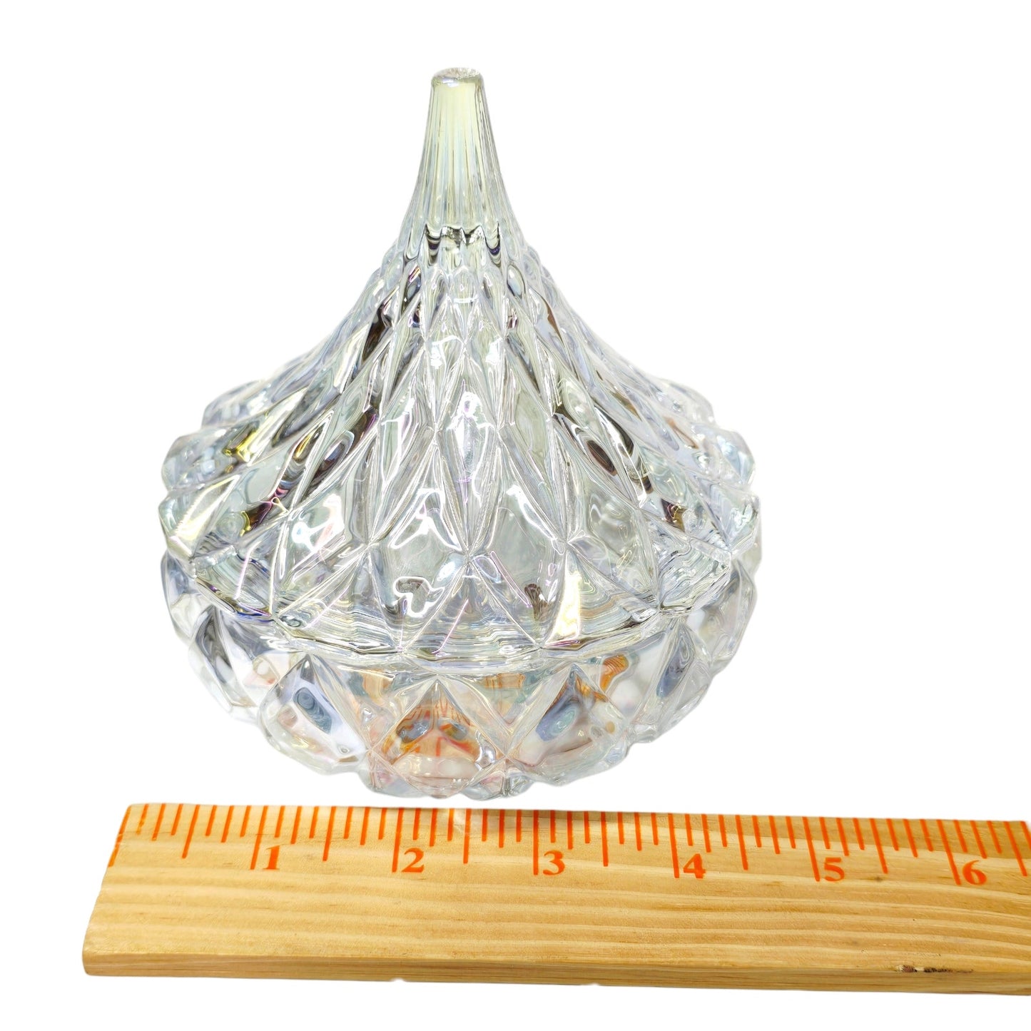 Godinger Hershey's Kisses Iridescent Crystal Candy Dish  5"Opal Diamond Cut Jar