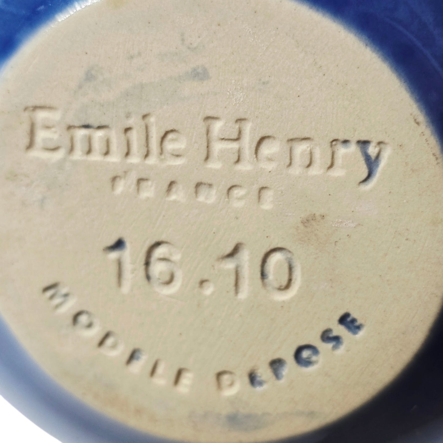 Emile Henry France Blue Ceramic Butter Bell Crock Lidded Dish Pot Stoneware
