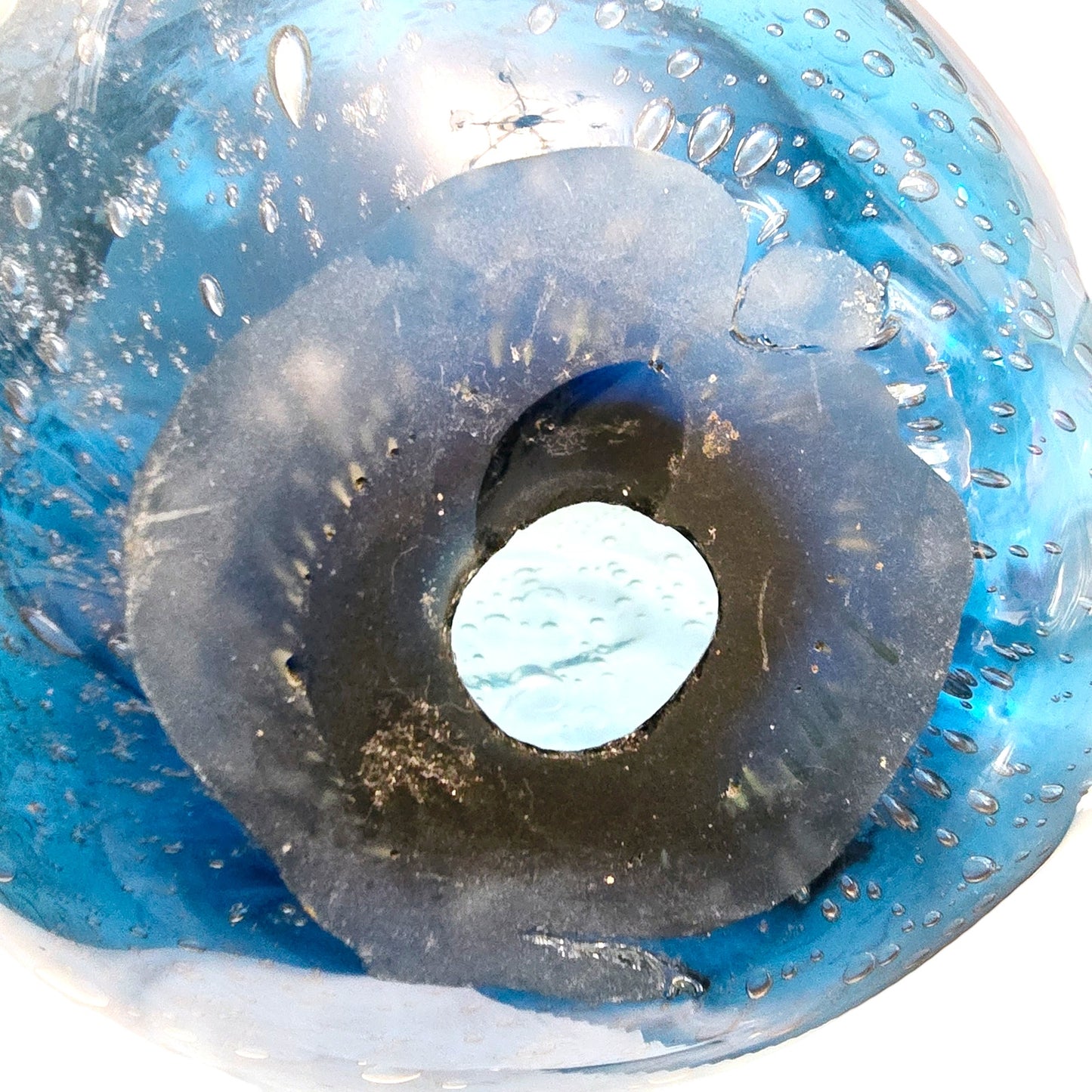 Large Hand-Blown Blue Glass Bird, Bubble Glass, Ombre Glass, Hollow Glass Art Sculpture