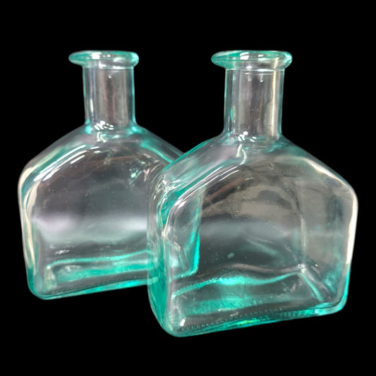 Pair Italian Glass Bottles Italy 500 ml Recycled Glass Apothecary Farmhouse Boho