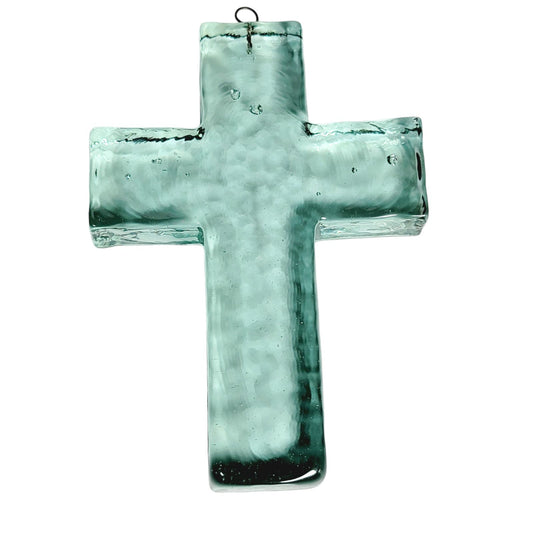 Recycled Glass Hanging Cross 5.5"