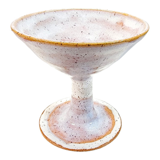 Art Pottery Pedestal Trinket Dish, Signed Art Pottery Goblet, Succulent Pottery Martini