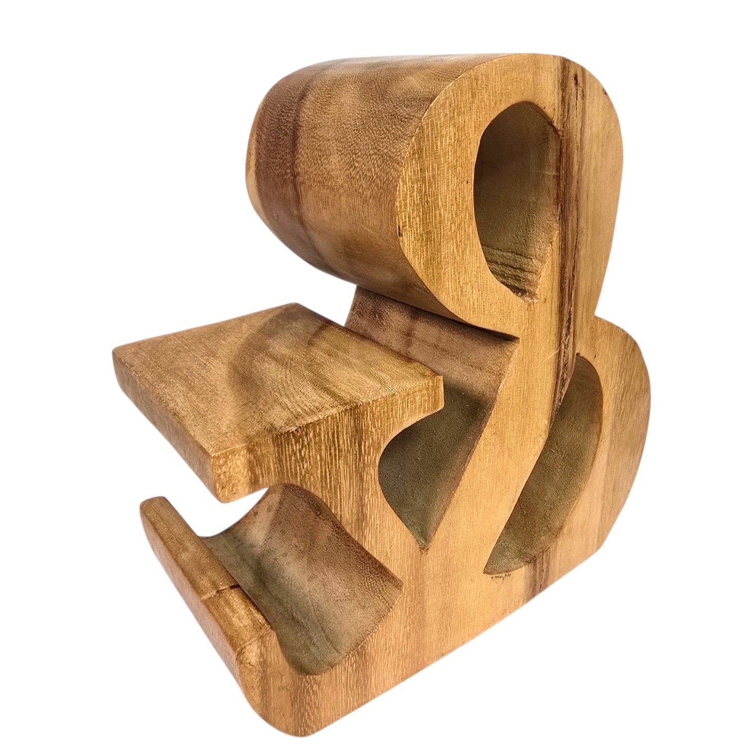 Vintage Hand Carved Wooden Ampersand Sign Large 3D Block Symbol & Bookend