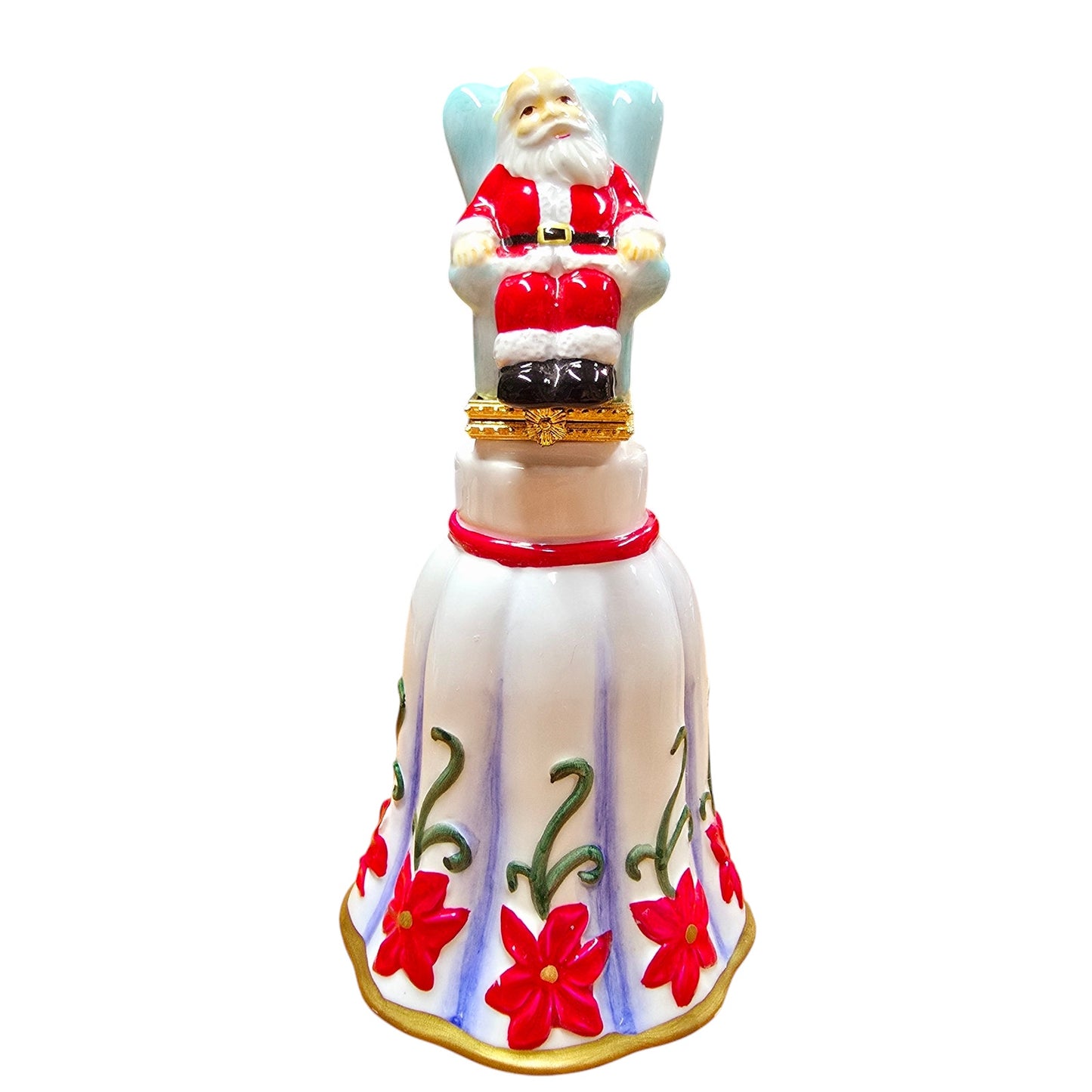 Resting Santa Hinged Box Bell, Ceramic Santa Trinket Box