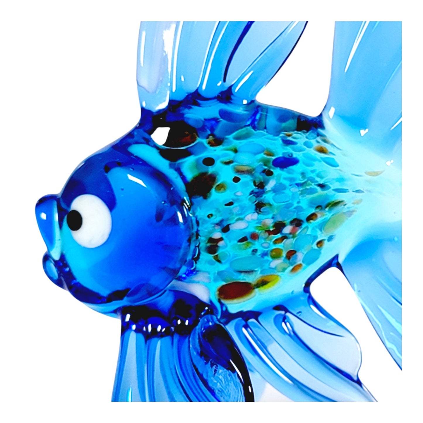 Art Glass Betta Fish Blue Glass Fish Murano-Style Glass Figurine Hand Blown Fish