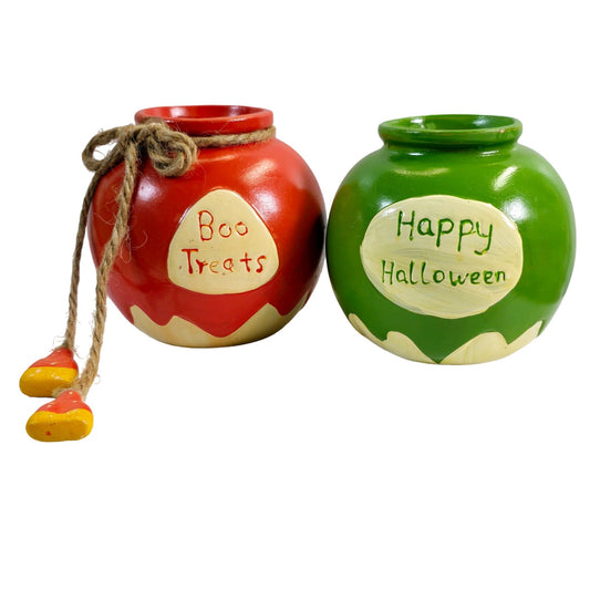 Set of 2 Halloween Ceramic Cauldron / Potion Candy Bowls, Lollipop Jar AS IS for LYNN