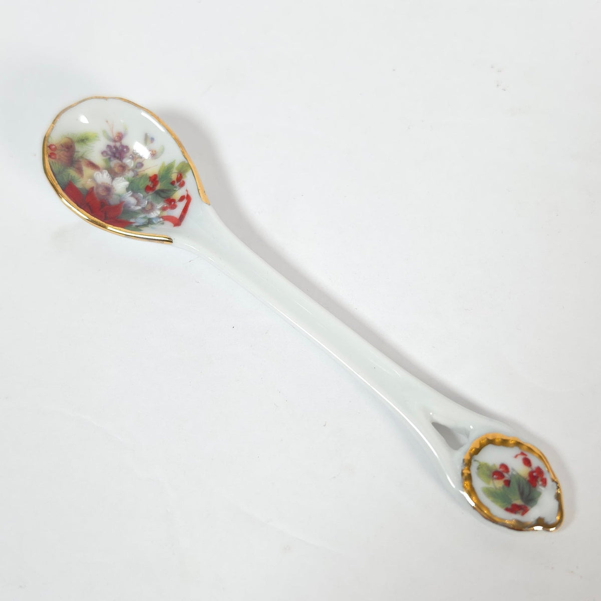 Lois White CreARTive Treasures Christmas Teacup Saucer Spoon Poinsettia