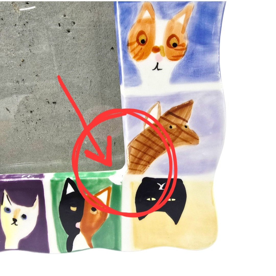 AS IS Colorful Cat Ceramic Picture Frame, Read