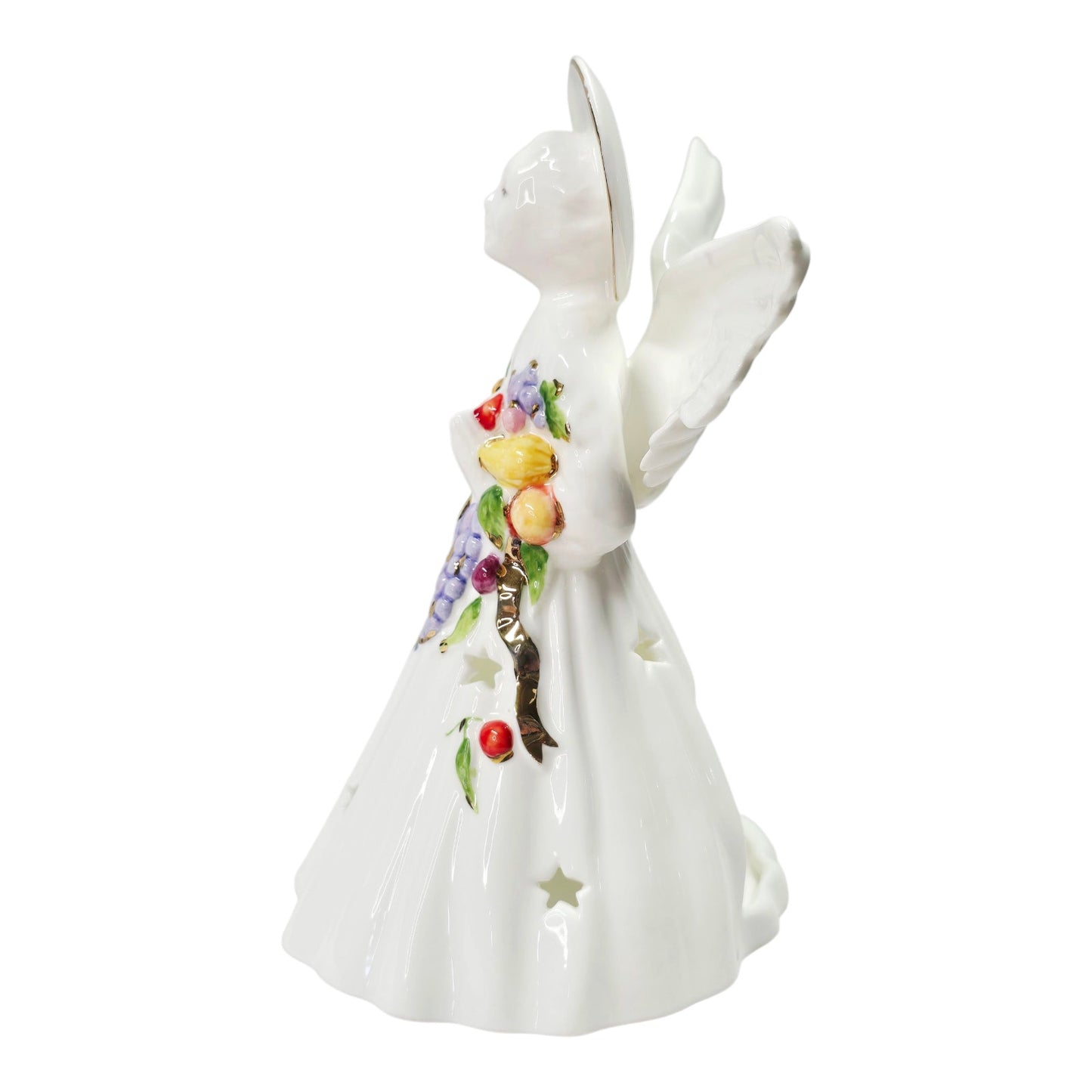 Vtg Harrods London 1990 Porcelain Angel Figurine Fruit Garland Candle Holder