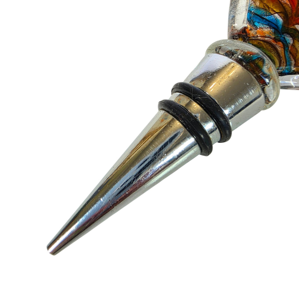 Multicolor Art Glass Wine Bottle Stopper Folded Glass Square Abstract Retro