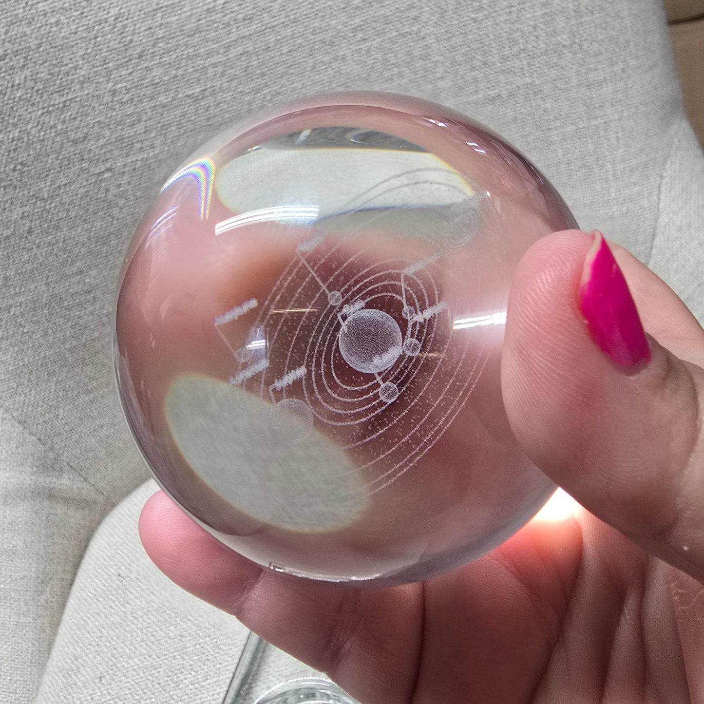 (Reserved for Customer) Lot of 4 Art Glass Orbs Raincloud, Dog, Earth, Solar System + Glass Habitat Base