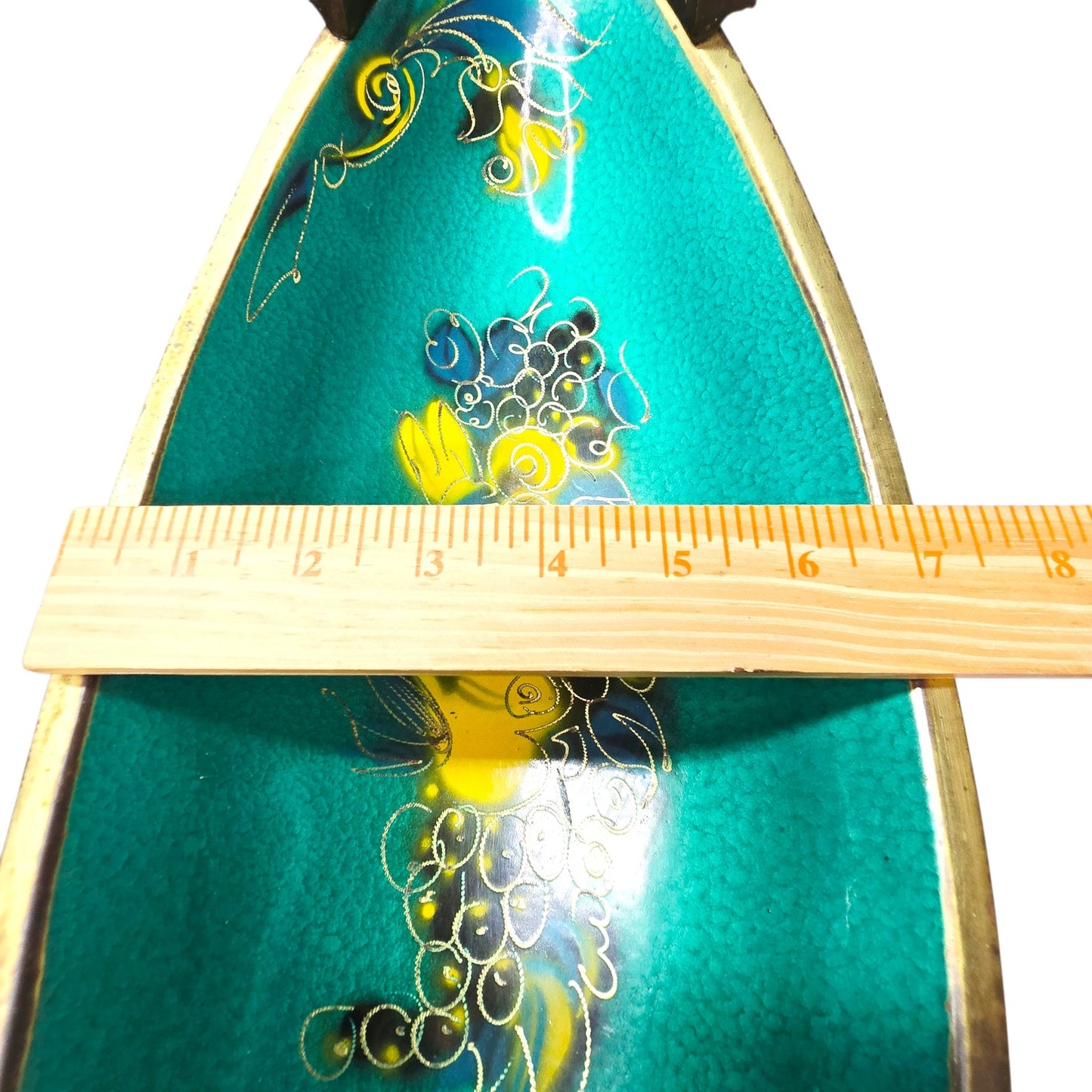 Vintage Israel Enameled Brass Tray Ornate MCM Mid Century Judaica17"