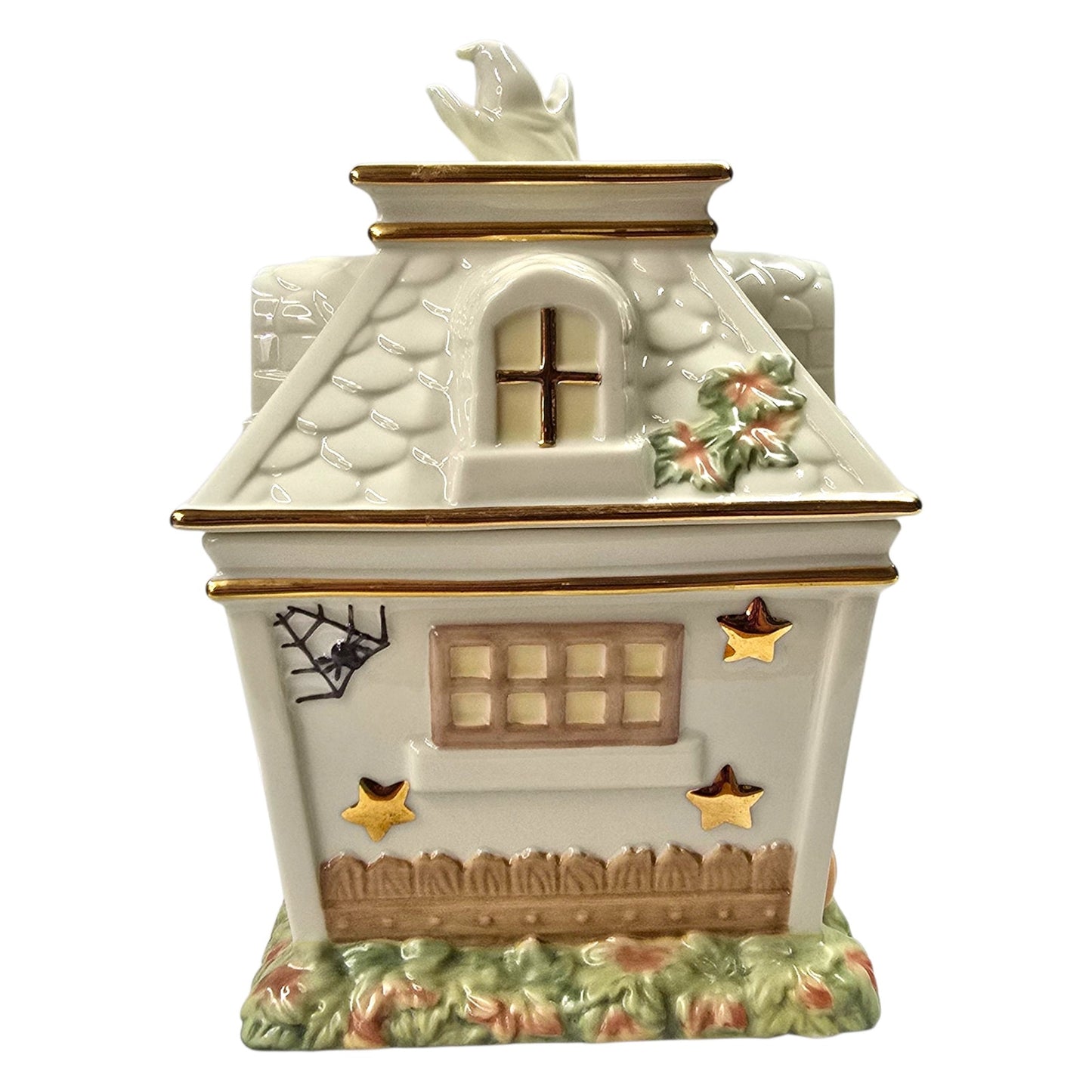 Lenox Occasions Haunted House Covered Candy Dish Halloween Ceramic Ghost 8"