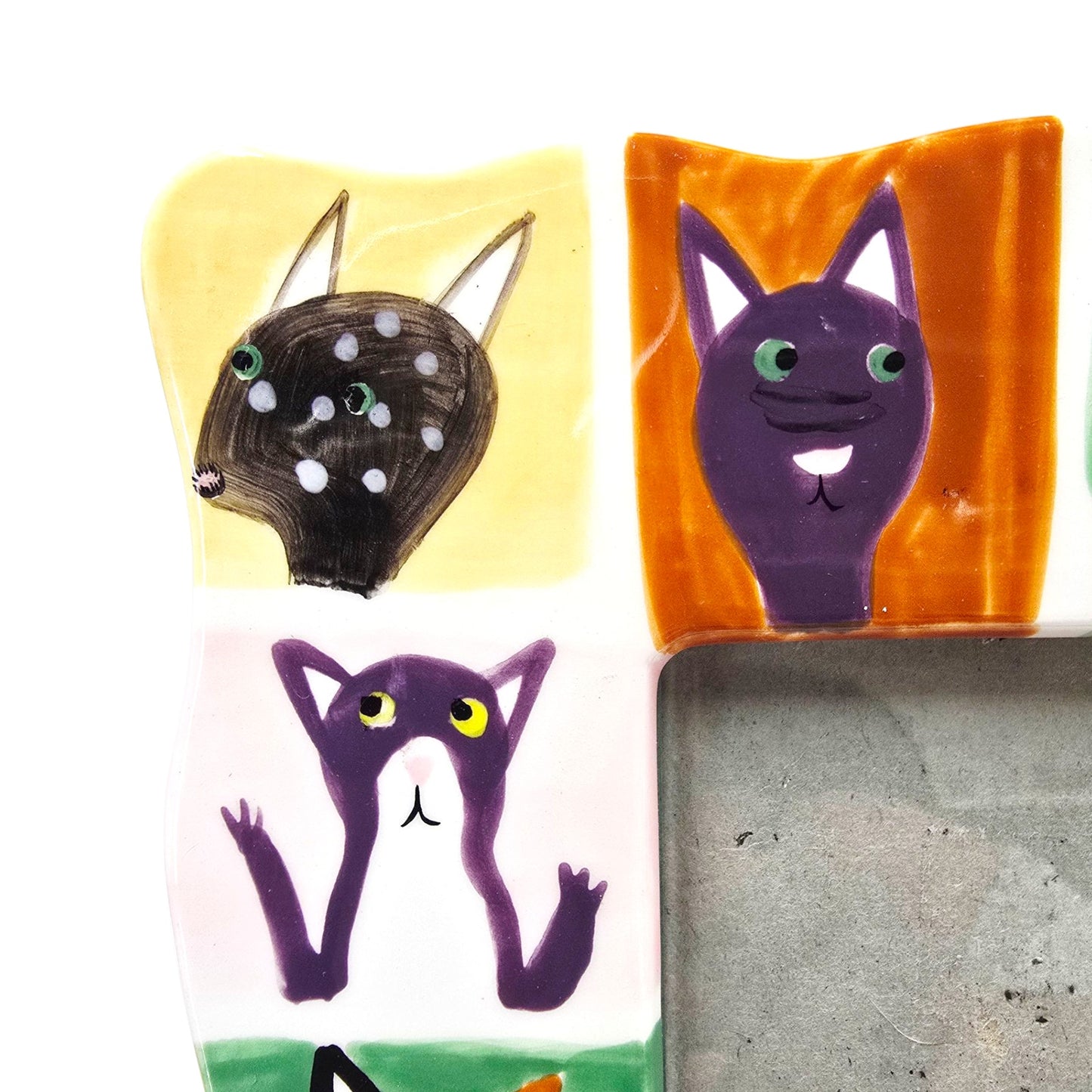 AS IS Colorful Cat Ceramic Picture Frame, Read