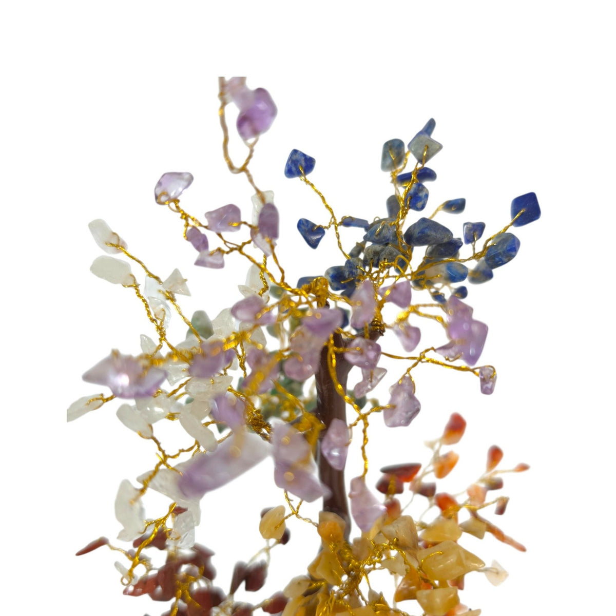 Multicolor Gemstone Bonsai Tree 7 Chakra Crystal Tree of Life Sculpture 10.5"