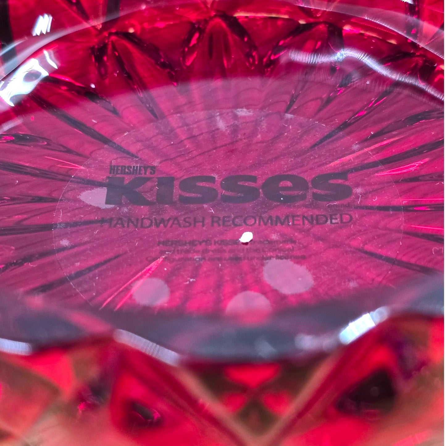 Hershey's Kisses Ruby Red Flash Pressed Glass Candy Dish w/ Lid Diamond Point