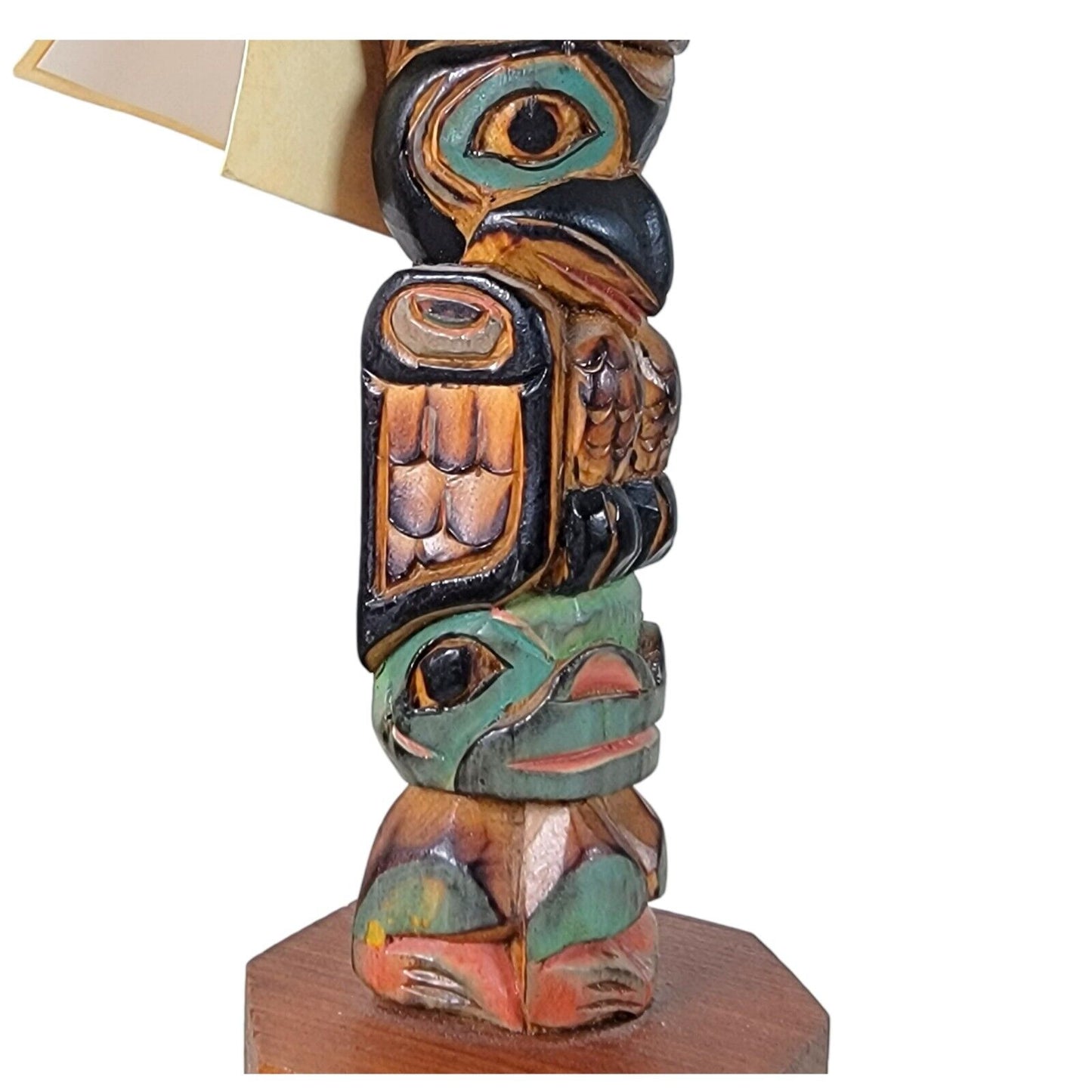 Alaska Black Diamond Hand-Crafted Ray Moore Cedar Totem "Halibut Stew"