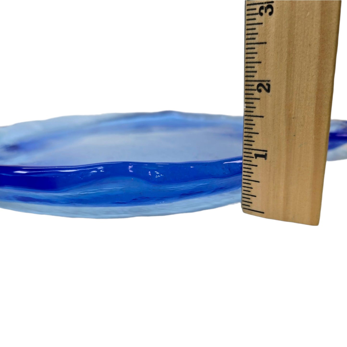 Vintage AMICI Fish Dish Made in Italy Bubble Art Glass Thick Recycled Glass Blue