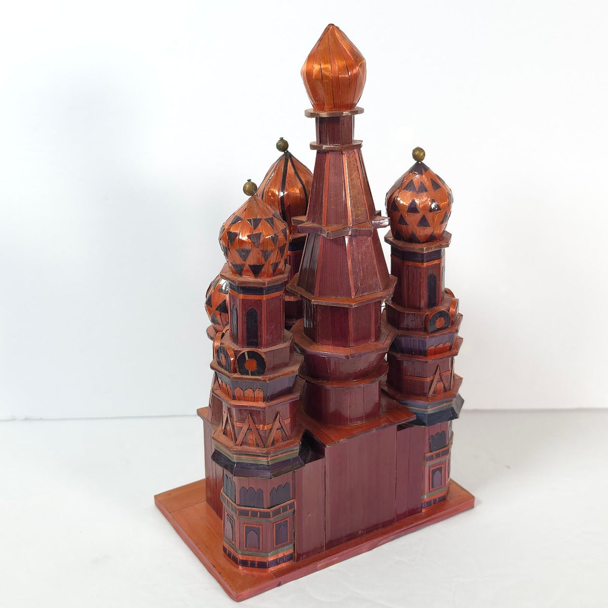 Vintage Saint Basil's Cathedral Straw Marquetry Souvenir Model