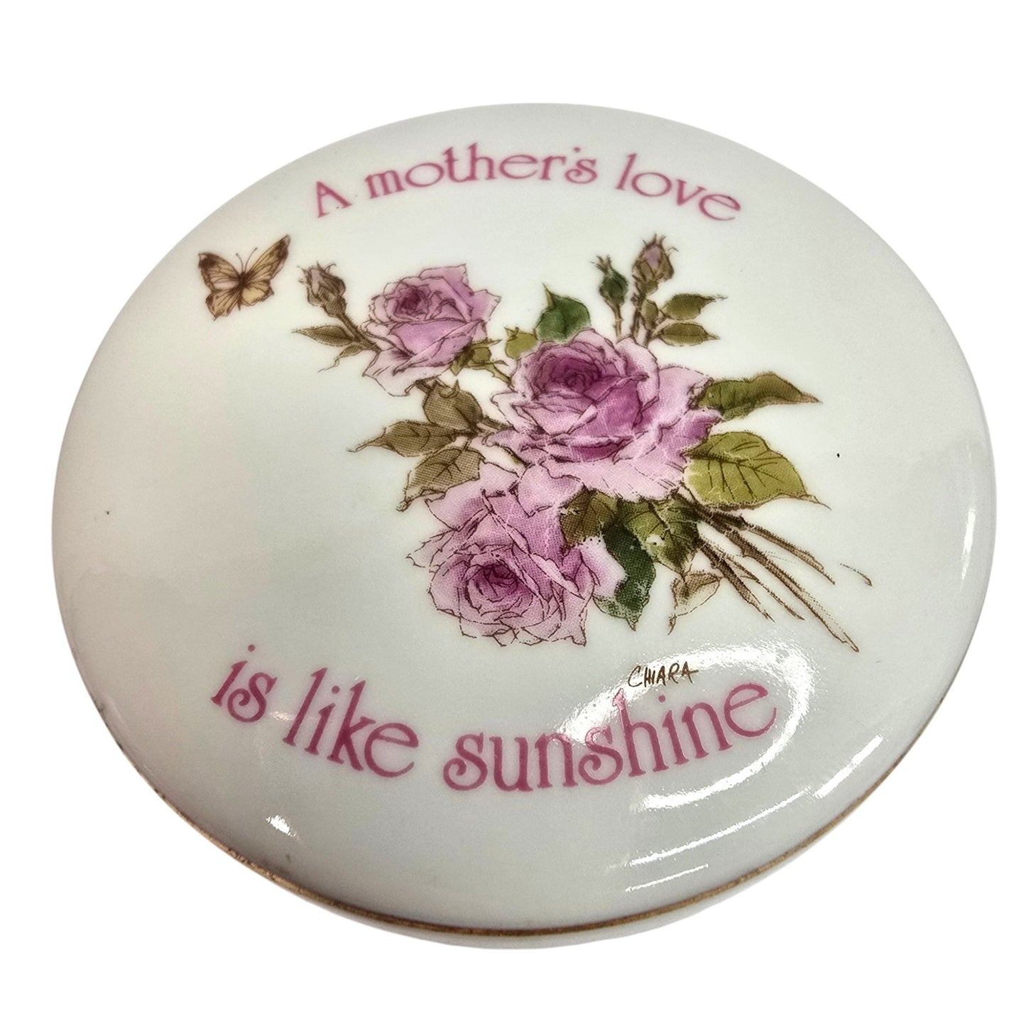 Vintage 1978 A Mother's Remembrance Porcelain Box Designer's Collection Gold Rim