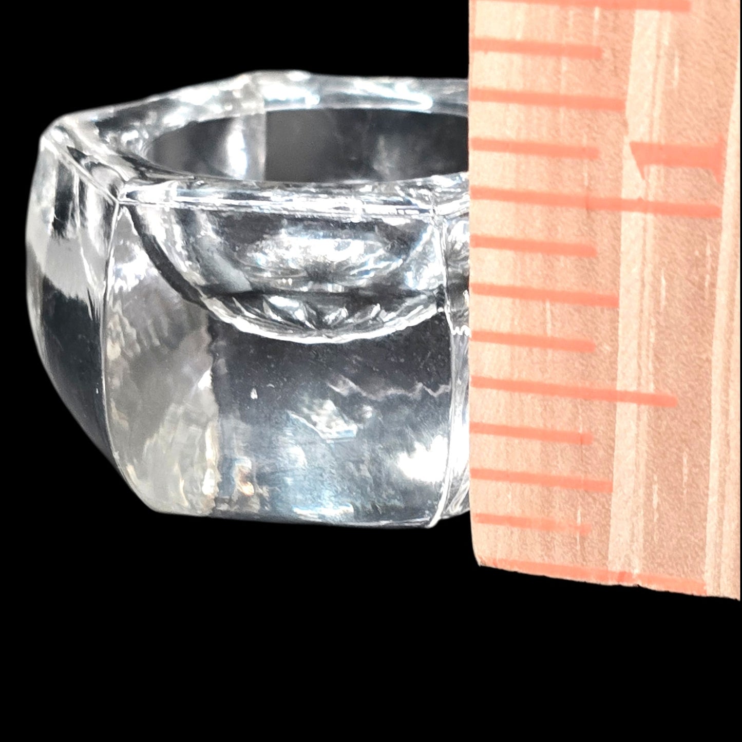 Vintage Clear Glass Salt Cellars Hexagonal Glows Under UV Blacklight Uranium